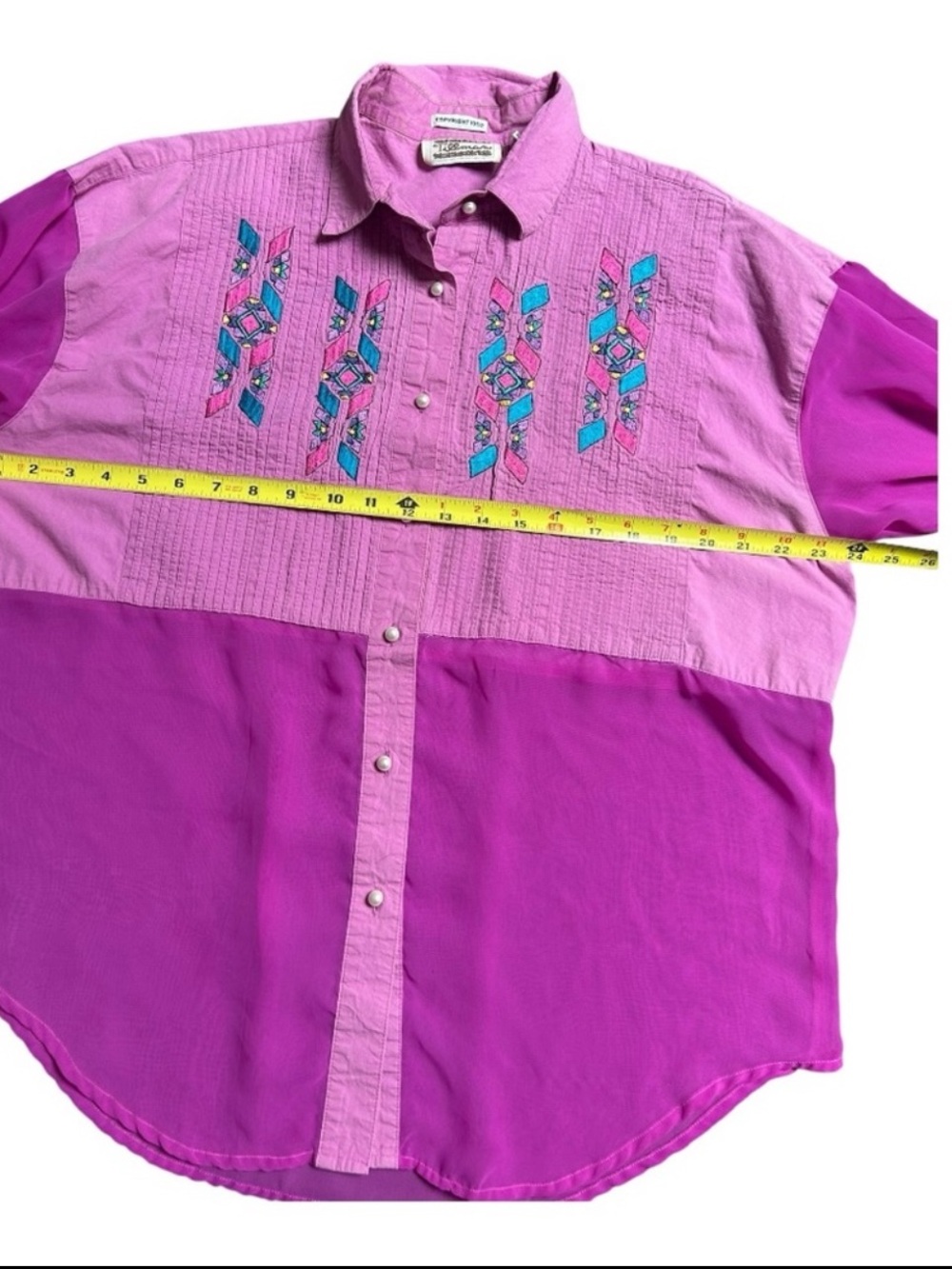 Vintage Tillman purple Aztec SW mesh panel button down Size large - Picture 5 of 11